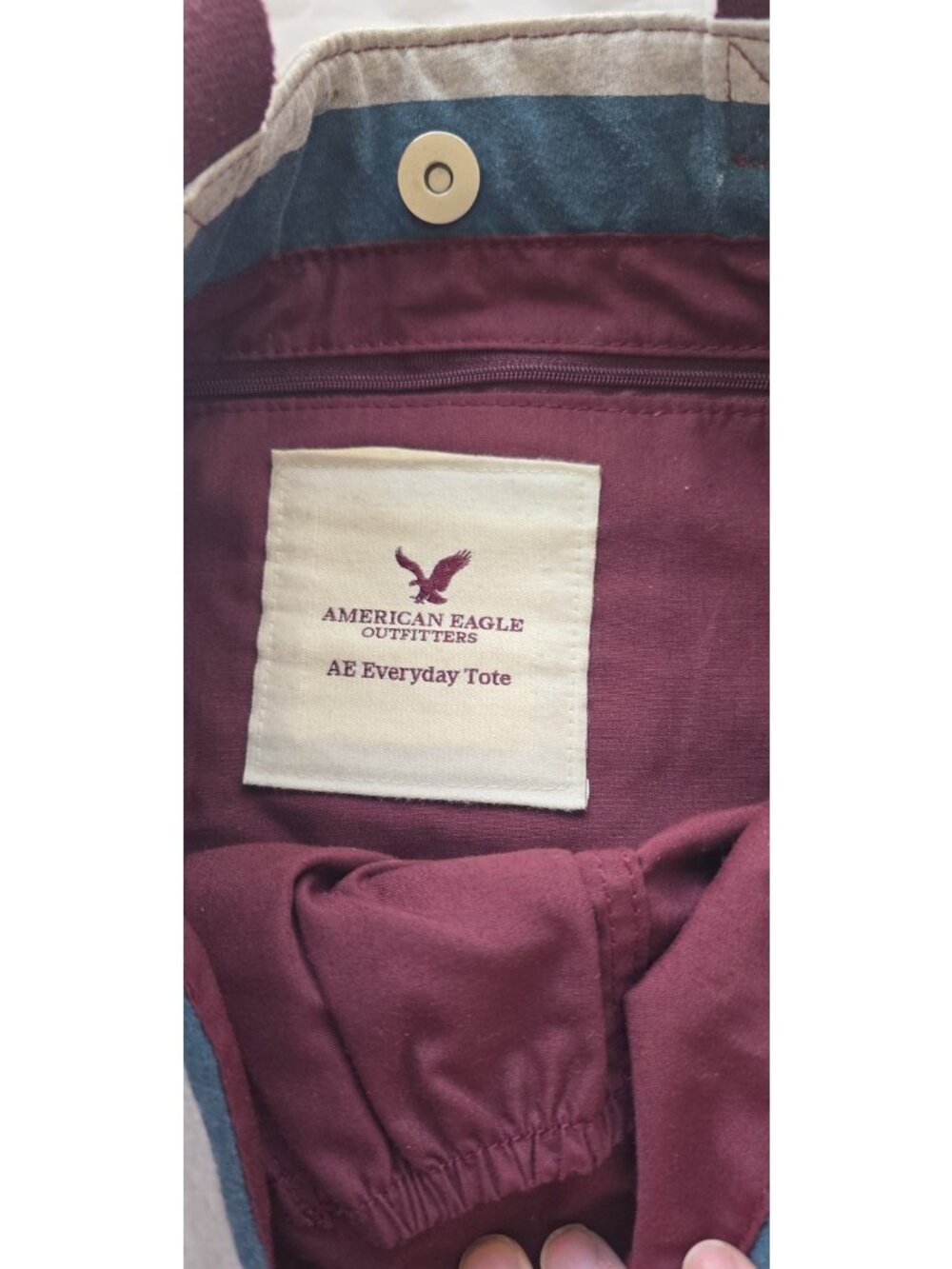 American Eagle Outfitters Striped Multicolor Tote Bag Zip Closure - Picture 3 of 3